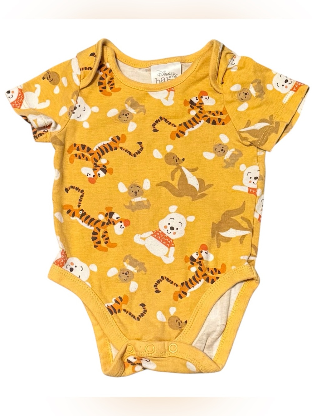 Disney Baby Winnie Pooh Bodysuit 9-12M Tigger Kanga Roo Yellow